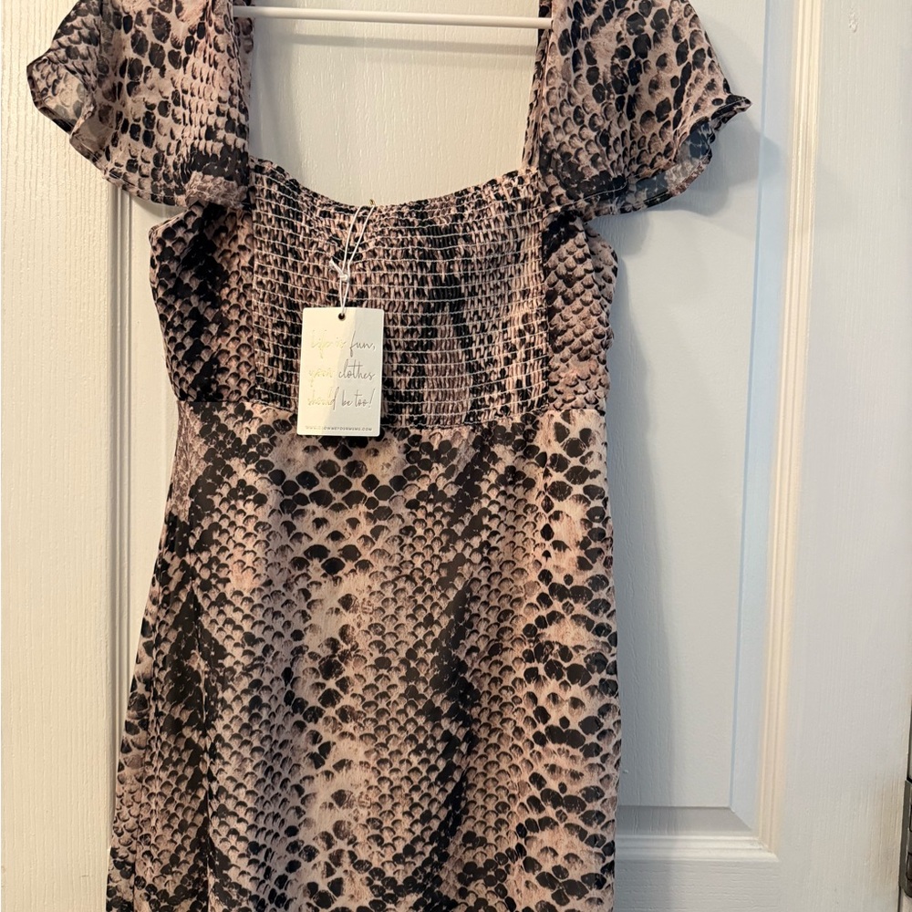 Show Me Your MuMu Pink and Black Snake Print Mini Dress